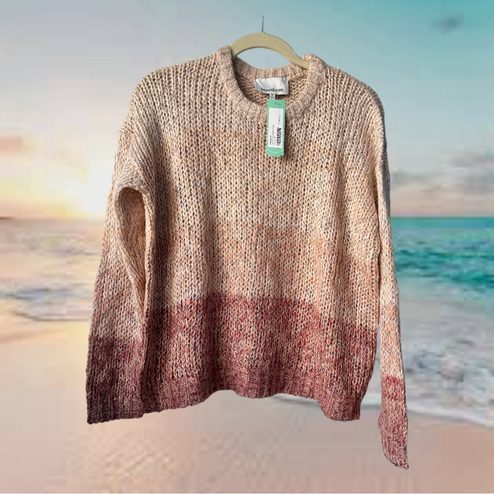 Heartloom - Nalla Crewneck Pullover Sweater Ombré Dusty Pink/Peach - Medium